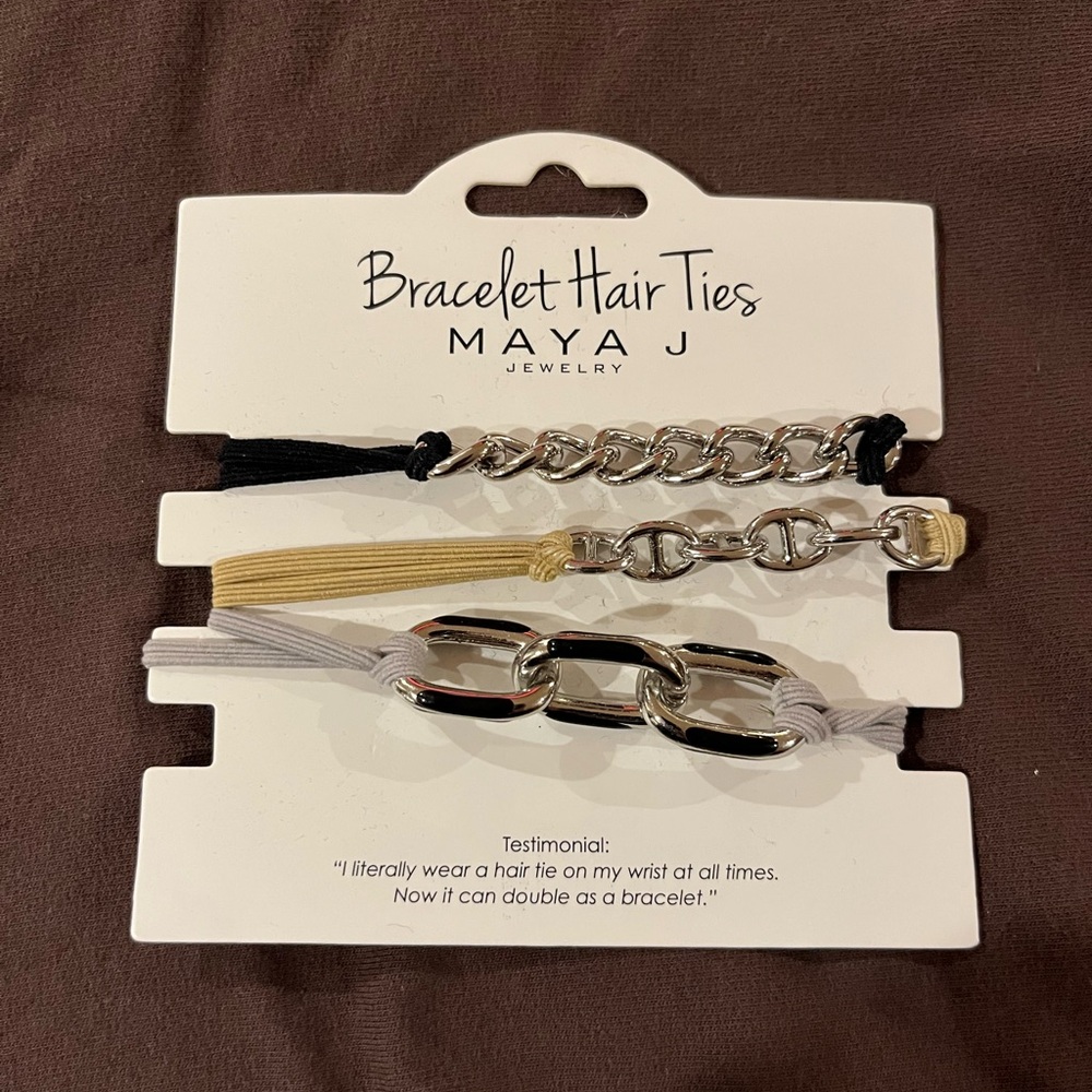 Maya Bracelet Hair Ties - Black, Gold, Silver